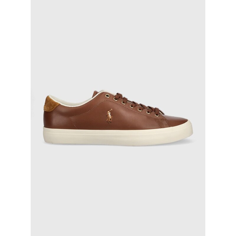 Kožené sneakers boty Polo Ralph Lauren Longwood hnědá barva