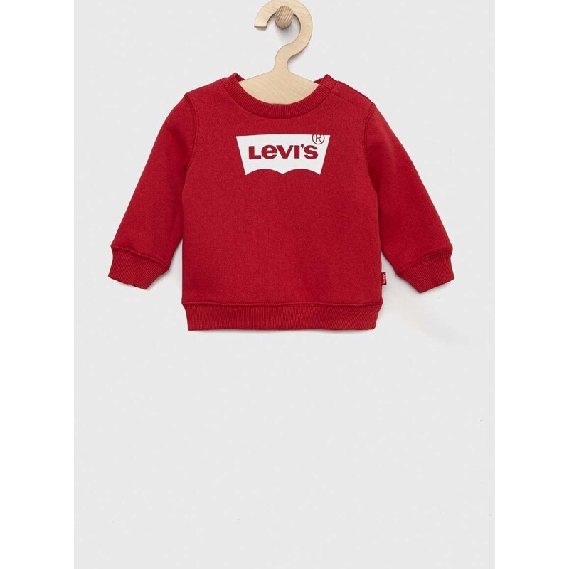 Dětská bavlněná mikina Levi's červená barva, s potiskem