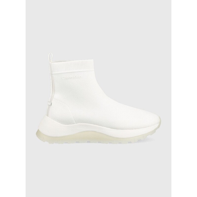 Sneakers boty Calvin Klein 2 Piece Sole Sock Boot bílá barva