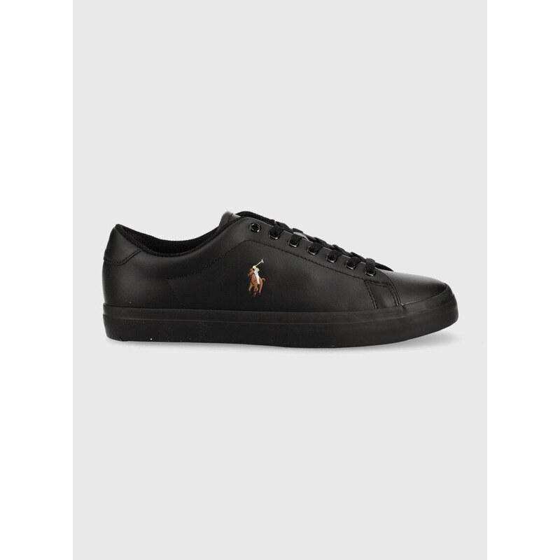 Kožené sneakers boty Polo Ralph Lauren Longwood , černá barva