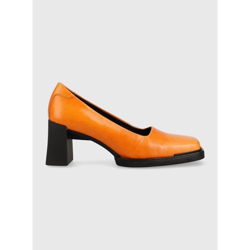 Kožené lodičky Vagabond Shoemakers Edwina oranžová barva, na podpatku