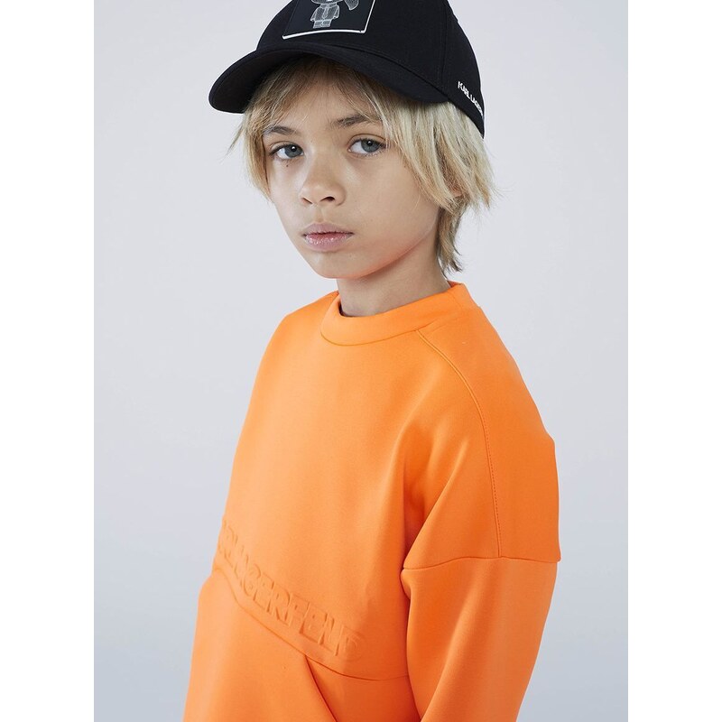 Dětská mikina Karl Lagerfeld oranžová barva, hladká