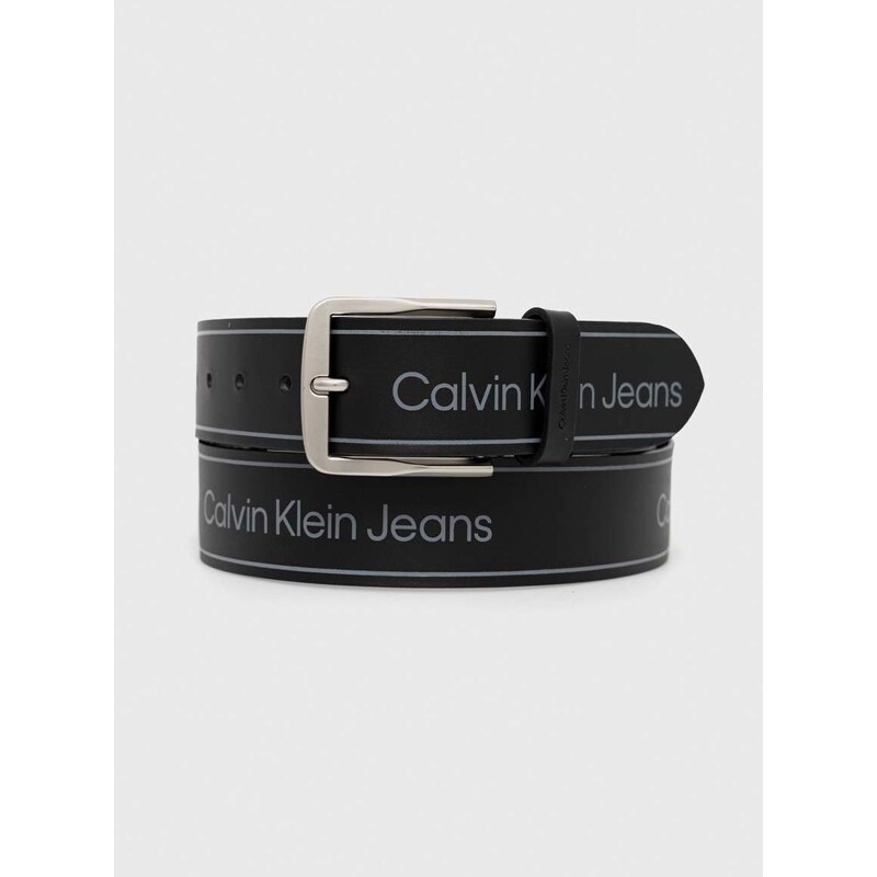 Kožený pásek Calvin Klein Jeans pánský, černá barva