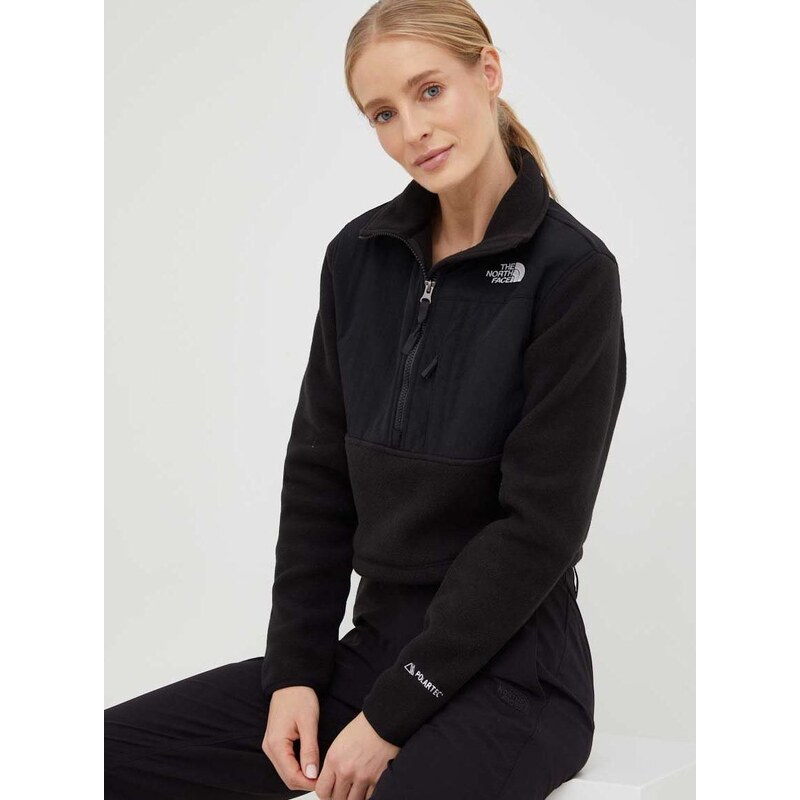 Mikina The North Face Womens Denali Cropped Fleece dámská, černá barva, NF0A7WXYJK31