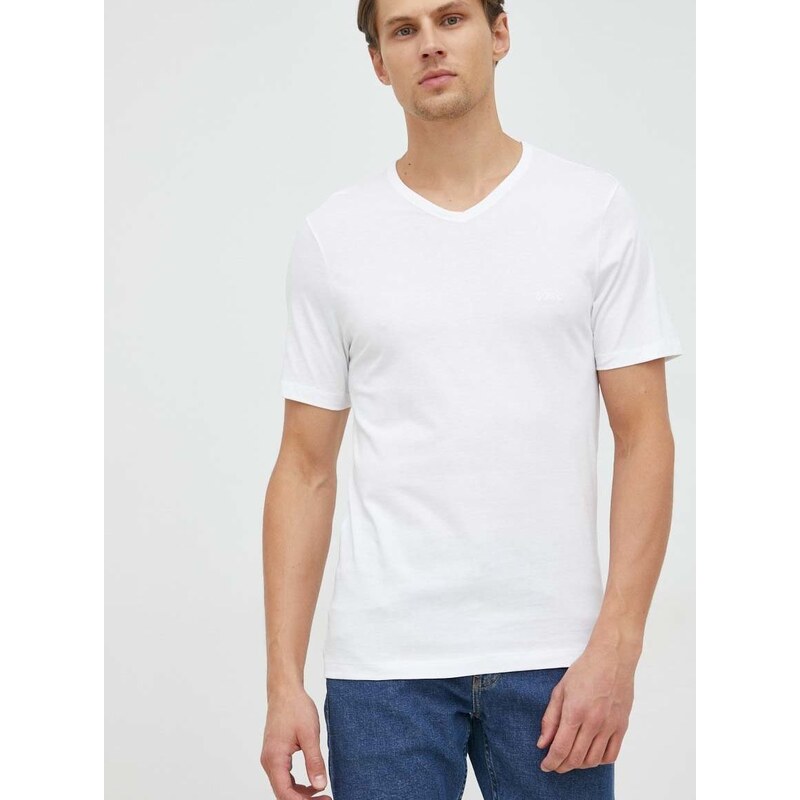 Bavlněné tričko BOSS 3-pack bílá barva