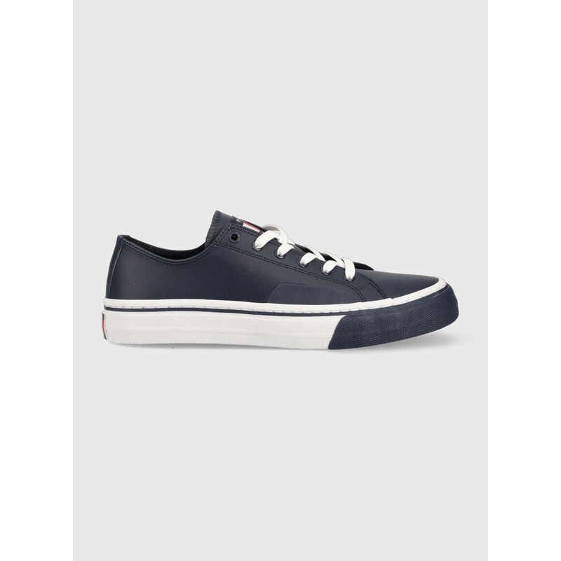 Tenisky Tommy Jeans Leather Vulc Tjm Ess pánské, tmavomodrá barva