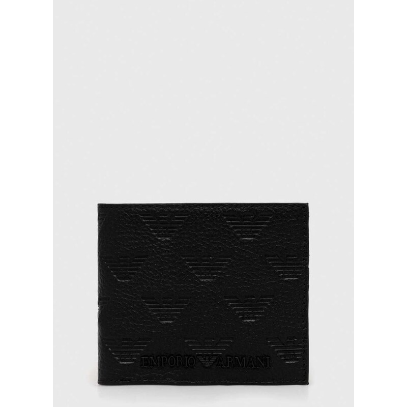 Kožená peněženka Emporio Armani černá barva, YEM122 Y142V