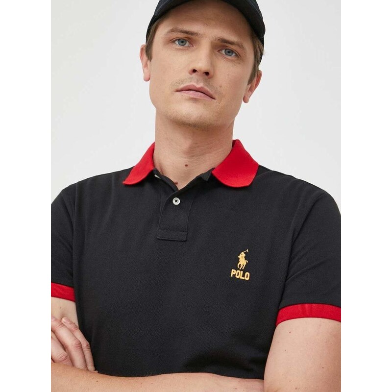 Bavlněné polo tričko Polo Ralph Lauren černá barva