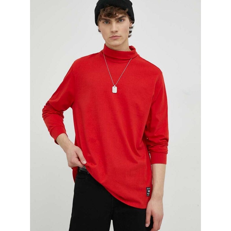 Bavlněné tričko s dlouhým rukávem Levi's červená barva