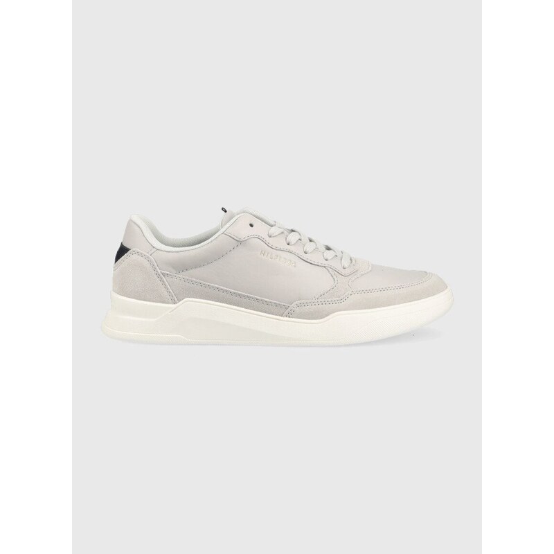 Kožené sneakers boty Tommy Hilfiger FM0FM04358 ELEVATED CUPSOLE LEATHER MIX šedá barva