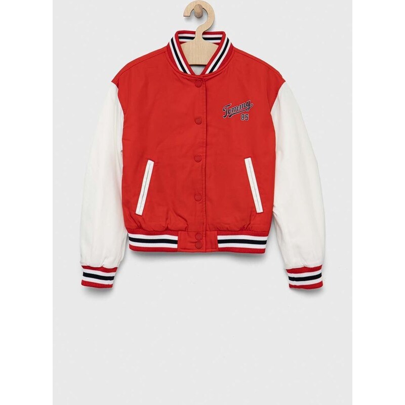 Dětská bomber bunda Tommy Hilfiger červená barva