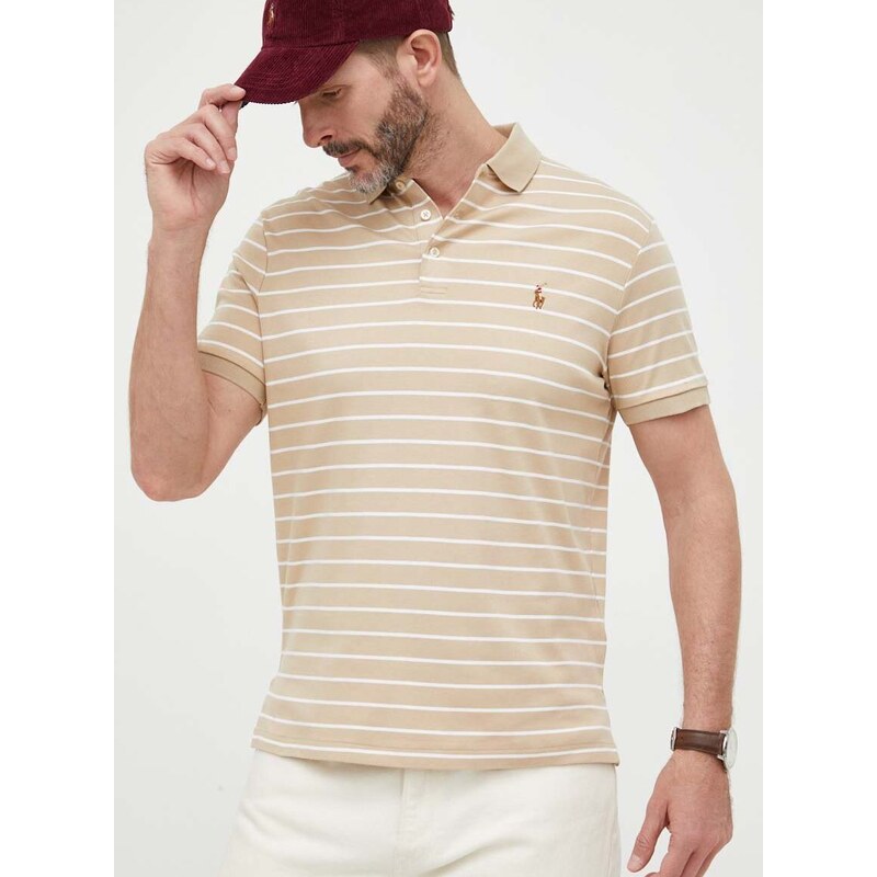 Bavlněné polo tričko Polo Ralph Lauren béžová barva