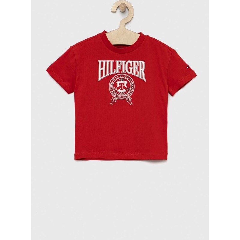 Dětské tričko Tommy Hilfiger červená barva