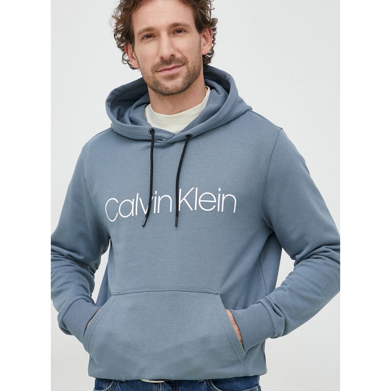 Bavlněná mikina Calvin Klein pánská, s kapucí, s potiskem