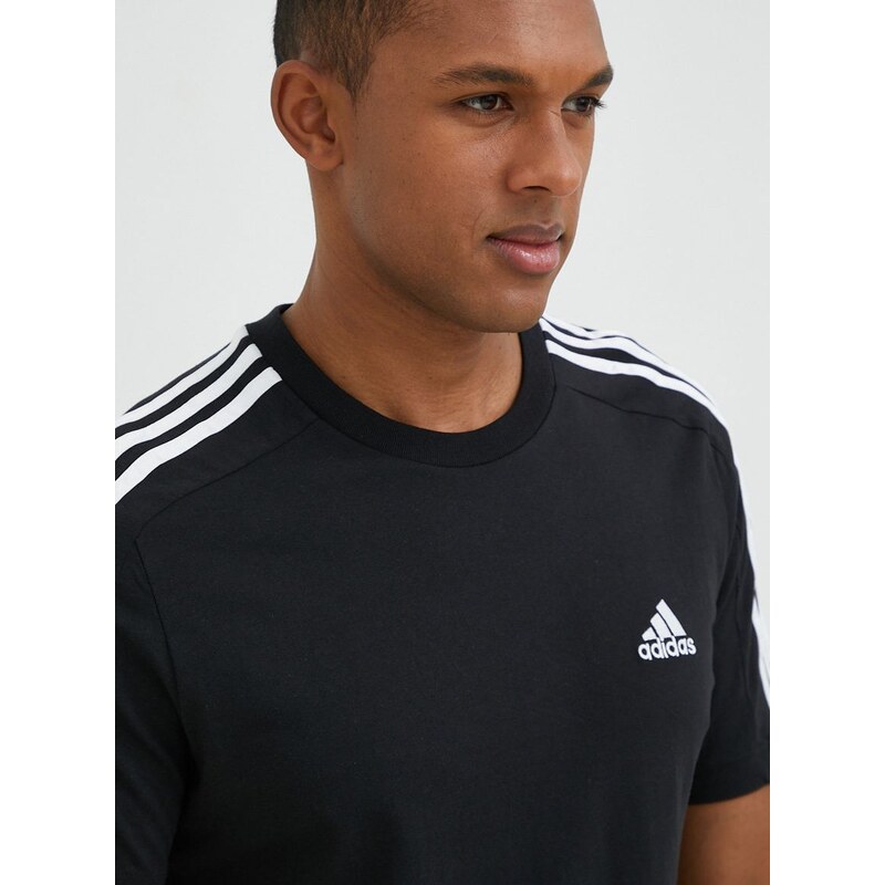 Bavlněné tričko adidas černá barva, s aplikací, IC9334