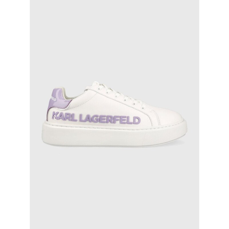 Kožené sneakers boty Karl Lagerfeld MAXI KUP bílá barva, KL62210