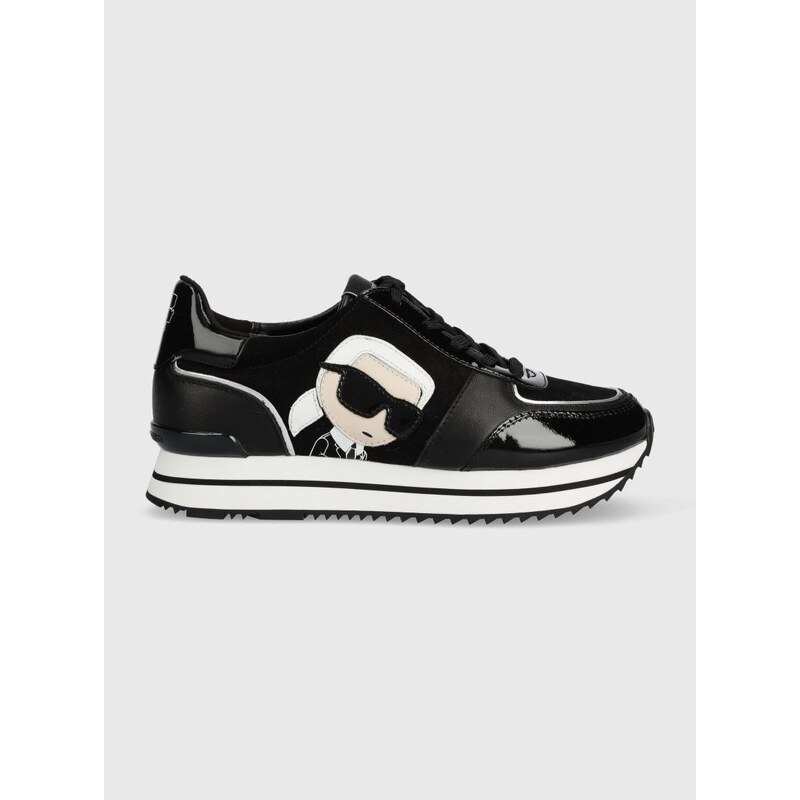 Kožené sneakers boty Karl Lagerfeld KL61930N VELOCITA II černá barva