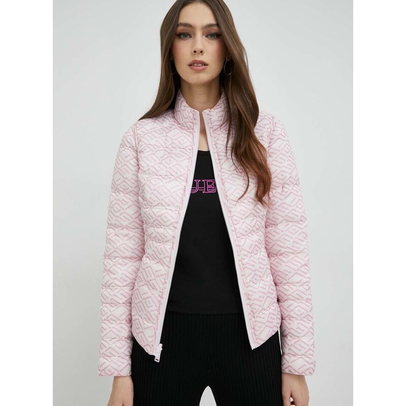 Oboustranná bunda Guess dámská, růžová barva, přechodná