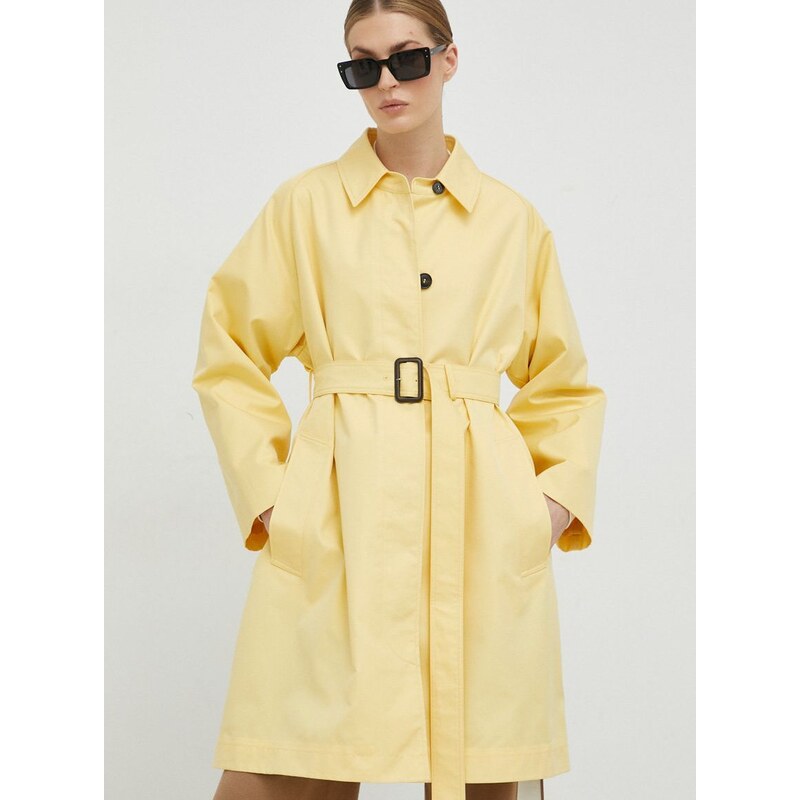Trench kabát Weekend Max Mara dámský, žlutá barva, přechodný