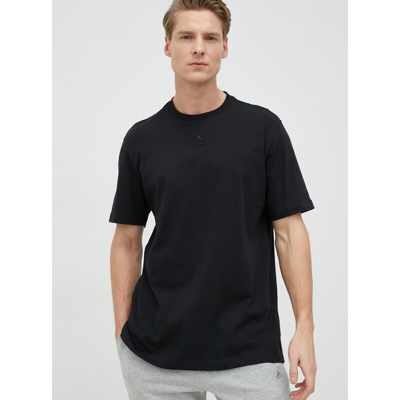 Bavlněné tričko adidas černá barva, IC9793