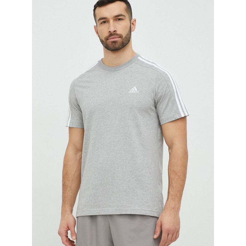 Bavlněné tričko adidas šedá barva, IC9337