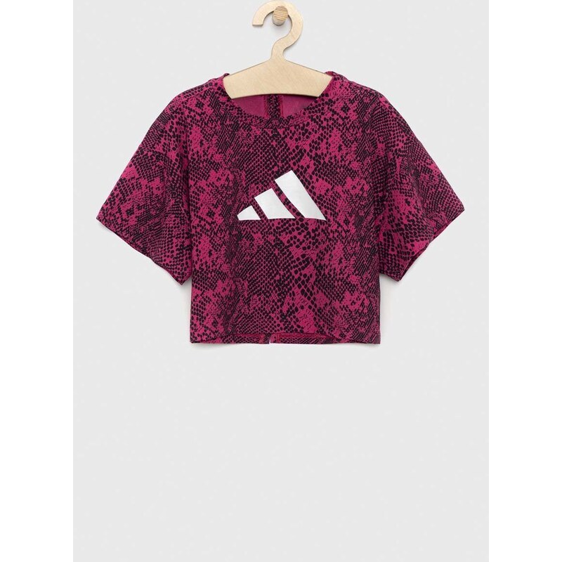 Dětské tričko adidas G TI AOP TEE růžová barva