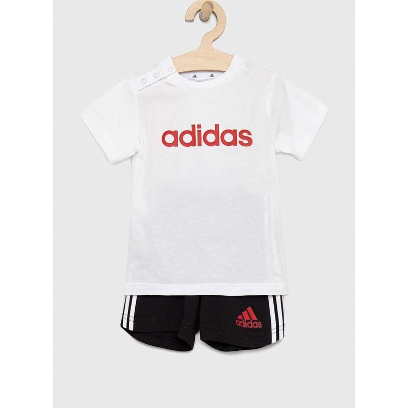 Dětská bavlněná souprava adidas I LIN CO T bílá barva