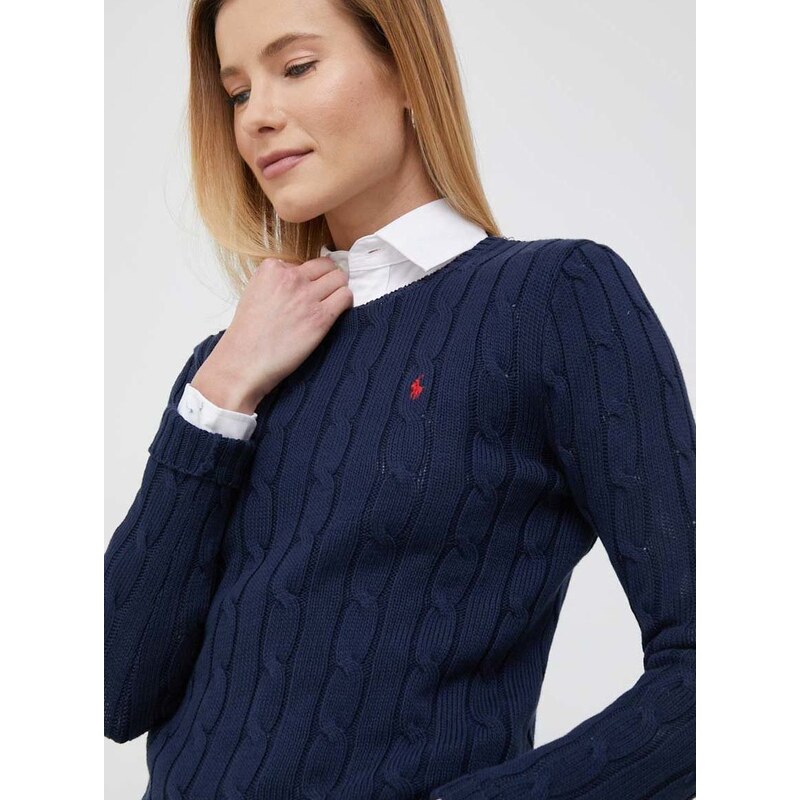 Bavlněný svetr Polo Ralph Lauren tmavomodrá barva