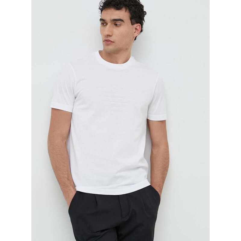 Bavlněné tričko Emporio Armani bílá barva, s aplikací, 8N1TD2 1JGYZ