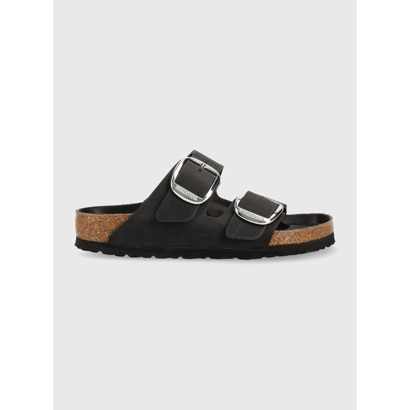 Kožené pantofle Birkenstock ARIZONA BIG BUCKLE dámské, černá barva, 1011074