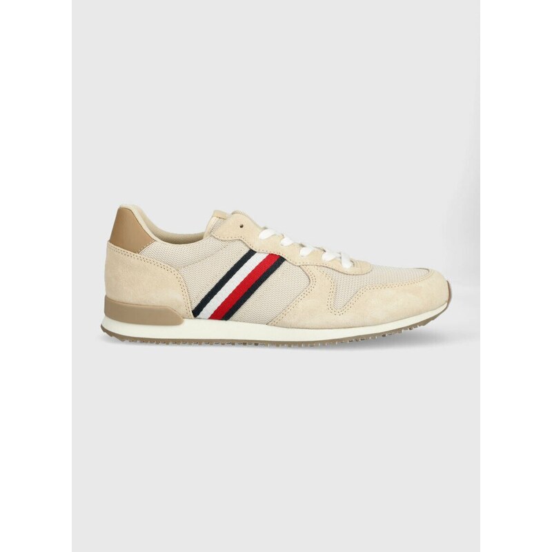 Sneakers boty Tommy Hilfiger ICONIC SEASONAL MIX RUNNER béžová barva, FM0FM04736