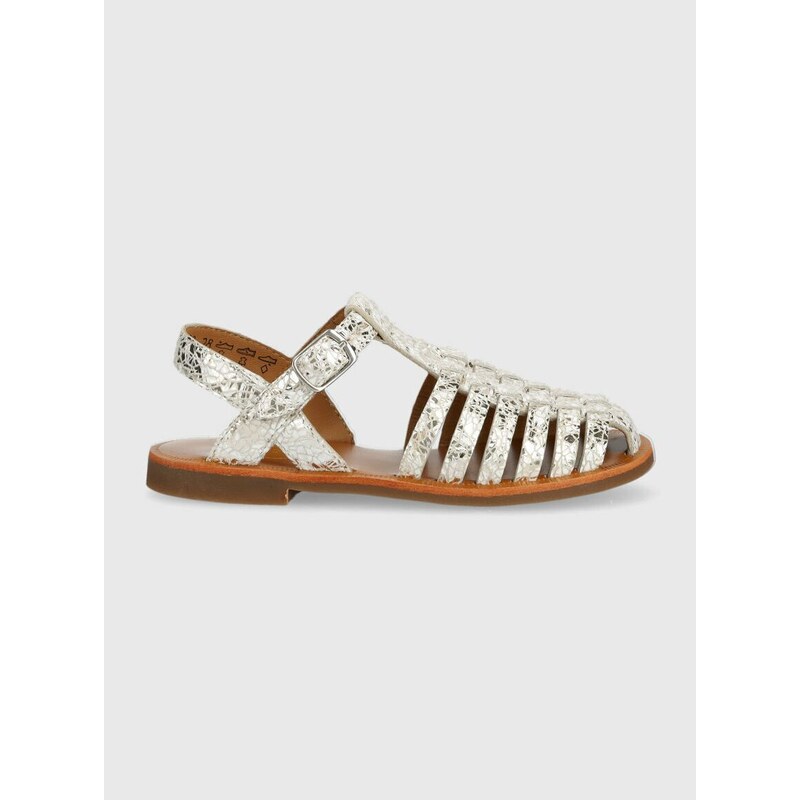 Pom D'api Dětské kožené sandály Reebok Classic stříbrná barva