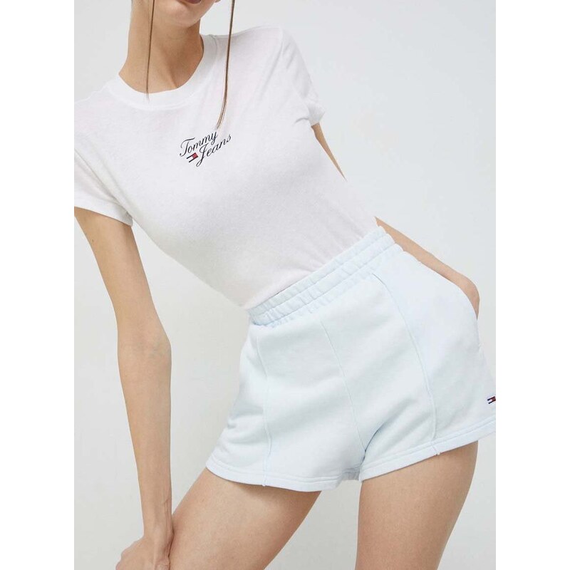 Bavlněné šortky Tommy Jeans hladké, high waist