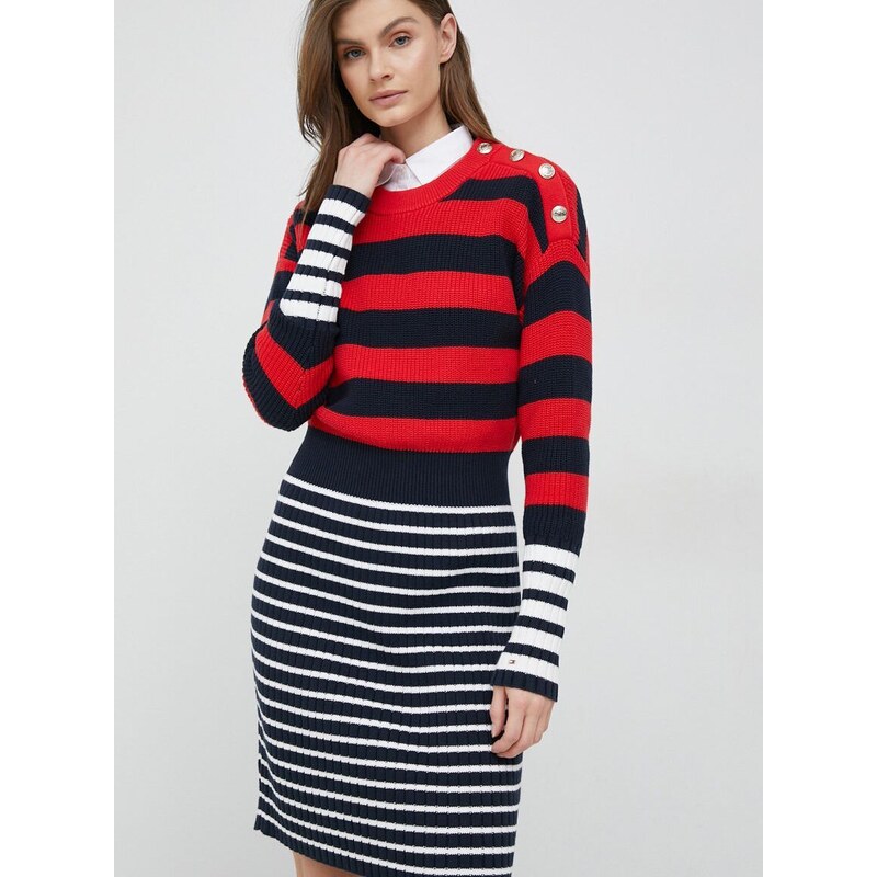 Šaty Tommy Hilfiger tmavomodrá barva, mini