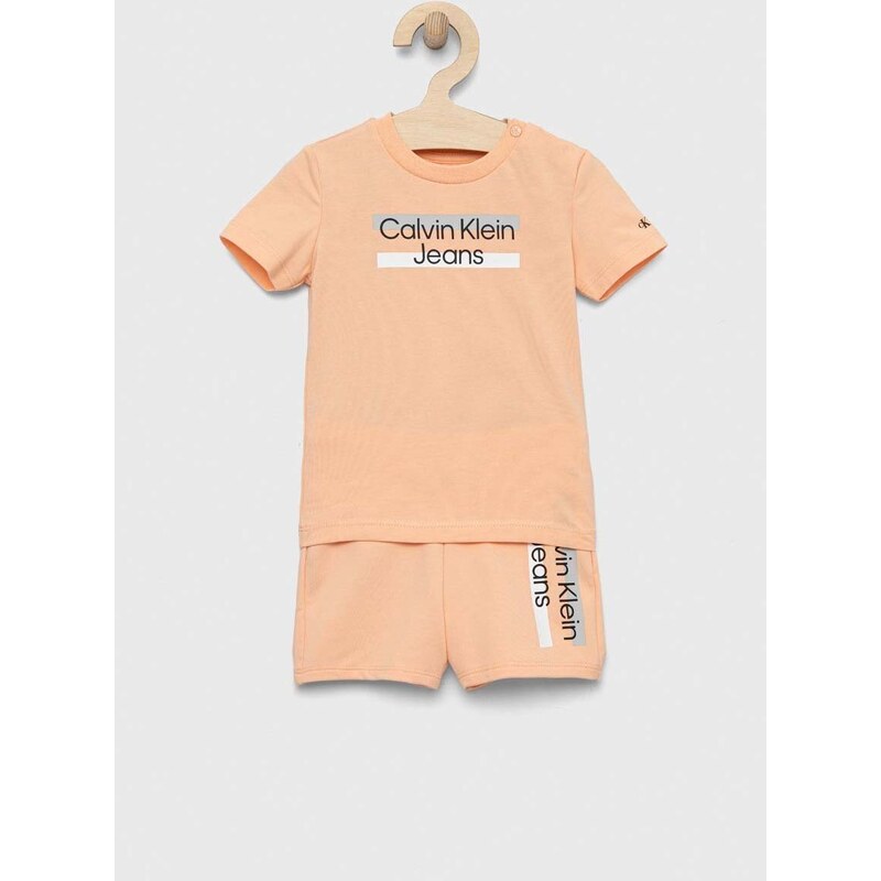 Dětská souprava Calvin Klein Jeans oranžová barva