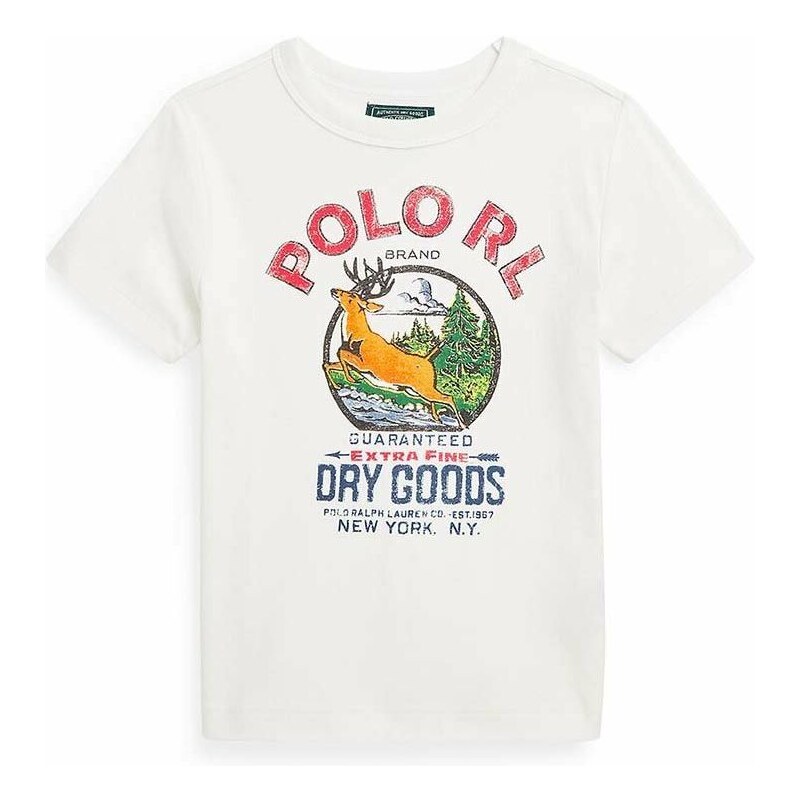 Dětské tričko Polo Ralph Lauren béžová barva, s potiskem