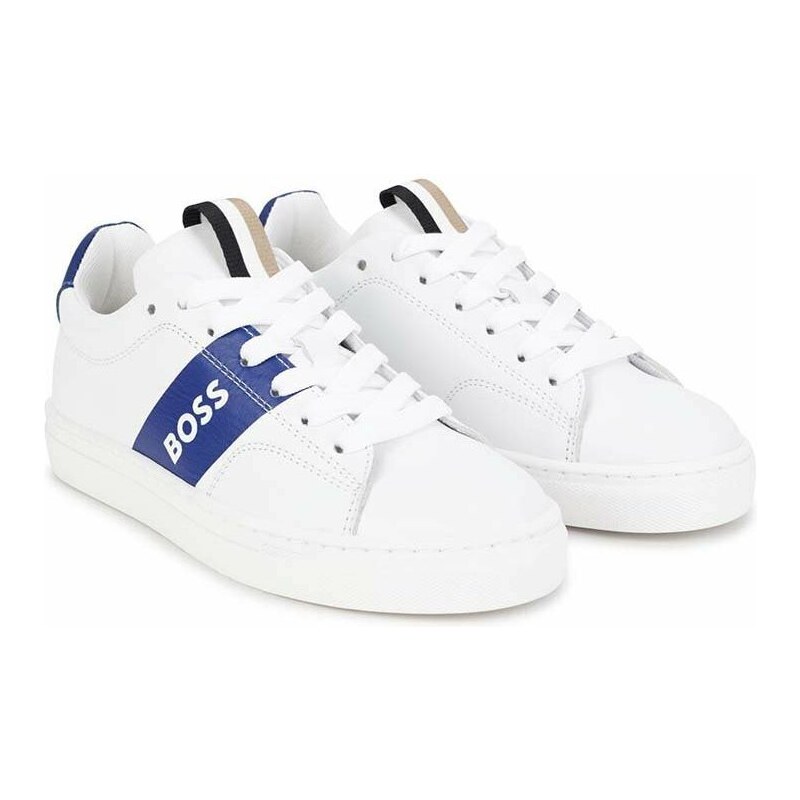 Dětské kožené sneakers boty BOSS bílá barva