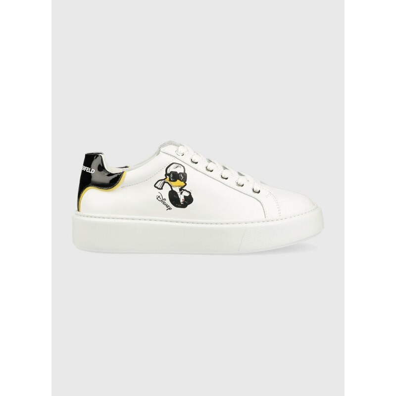 Kožené sneakers boty Karl Lagerfeld x Disney bílá barva, KL96223D