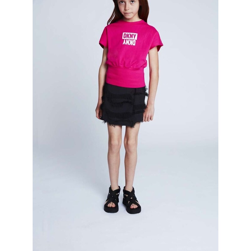 Dětské bavlněné tričko Dkny růžová barva