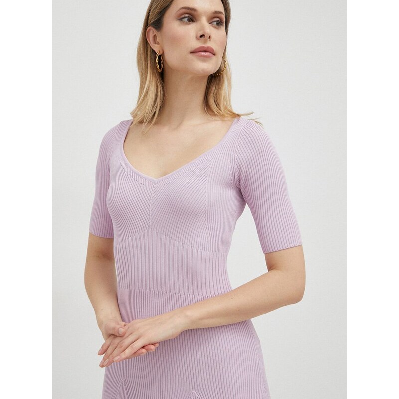 Šaty Guess fialová barva, mini