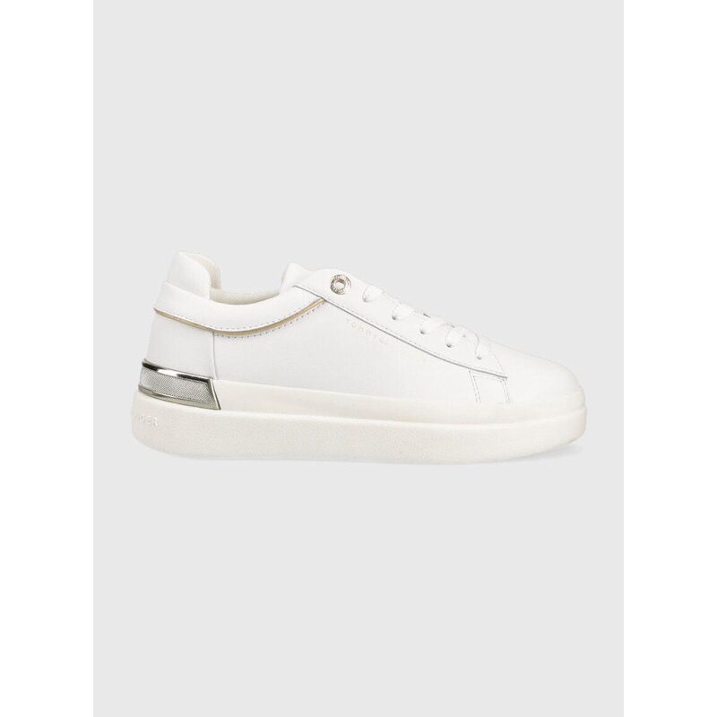 Kožené sneakers boty Tommy Hilfiger LUX METALLIC CUPSOLE SNEAKER bílá barva, FW0FW07030