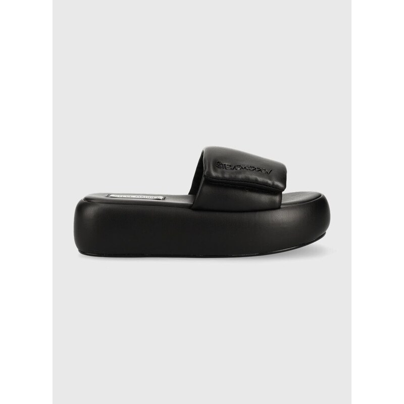 Pantofle Steve Madden Swoosh dámské, černá barva, na platformě, SM11002446