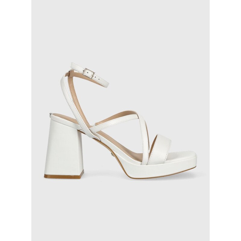 Kožené sandály Guess TILINE bílá barva, FL6TLI LEA03
