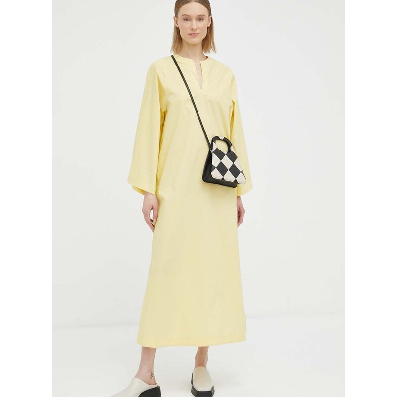 Bavlněné šaty By Malene Birger žlutá barva, maxi, oversize