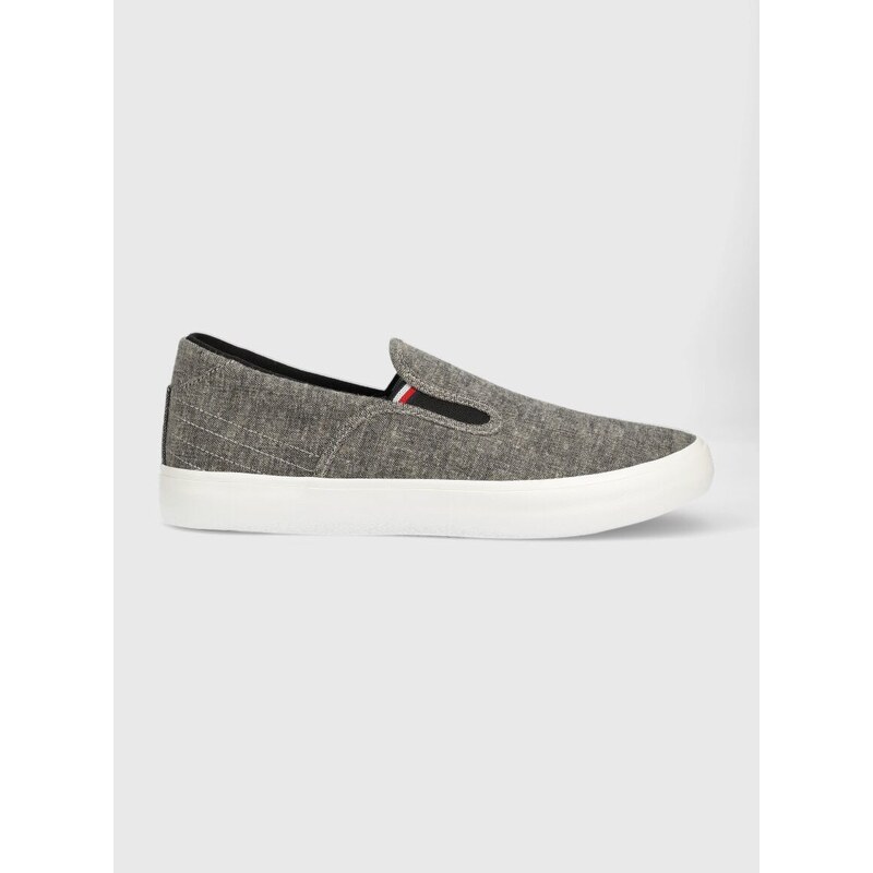 Tenisky Tommy Hilfiger TH HI VULC CORE LOW SLIP ON pánské, hnědá barva