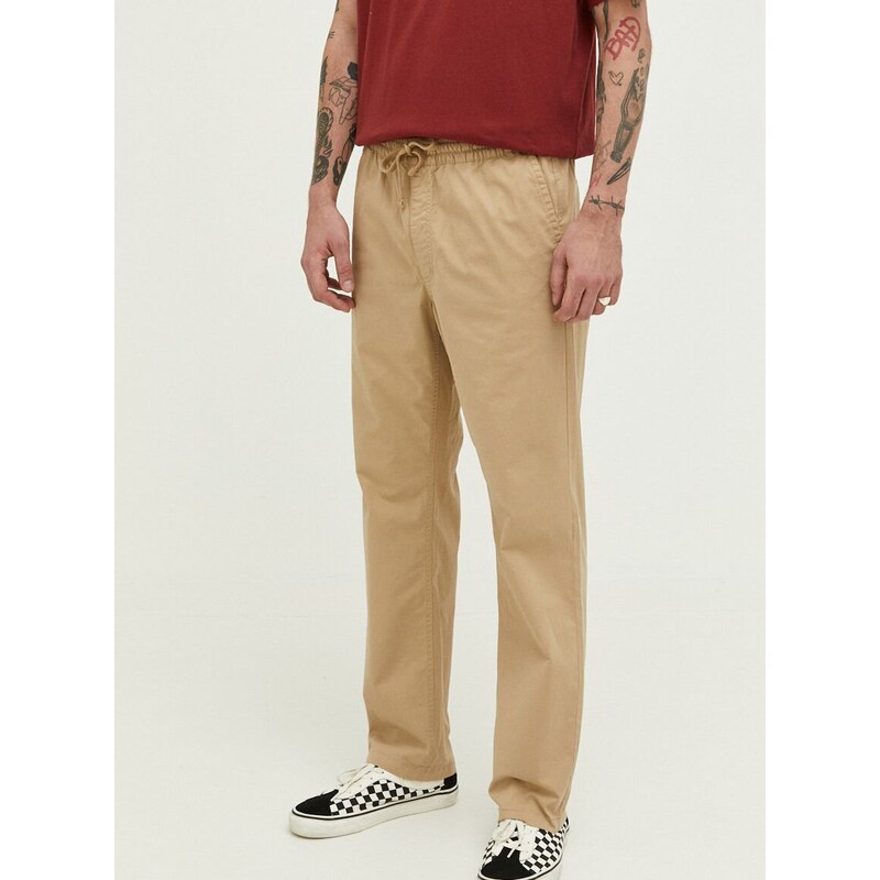 Kalhoty Vans pánské, béžová barva, jednoduché
