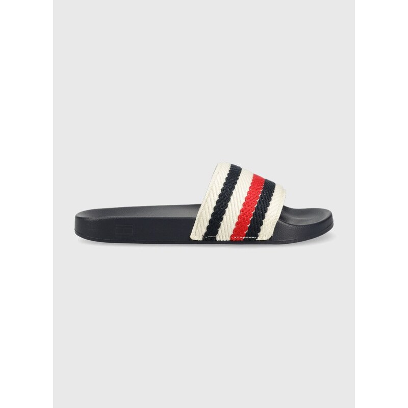 Pantofle Tommy Hilfiger TOMMY ESSENTIAL POOL SLIDE dámské, tmavomodrá barva, FW0FW07151