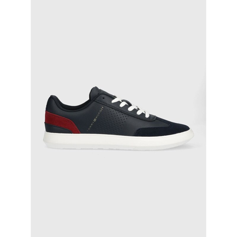 Kožené sneakers boty Tommy Hilfiger CORPORATE SEASONAL CUP LEATHER tmavomodrá barva, FM0FM04491