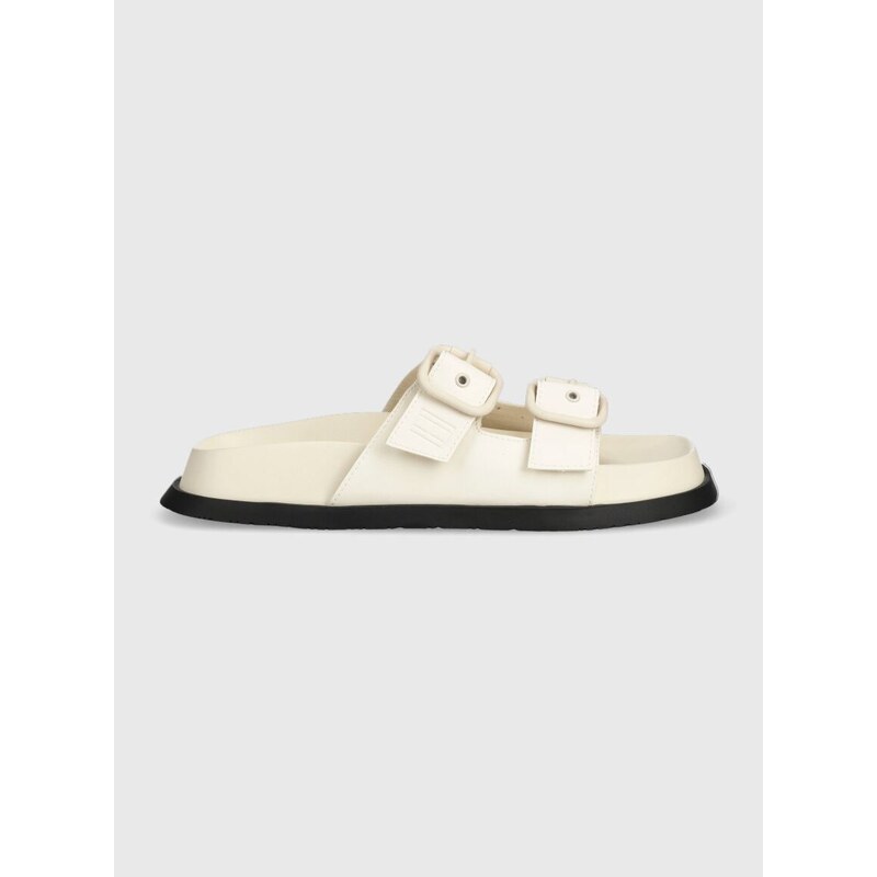 Pantofle Tommy Jeans FANCY SANDAL dámské, béžová barva, EN0EN02136