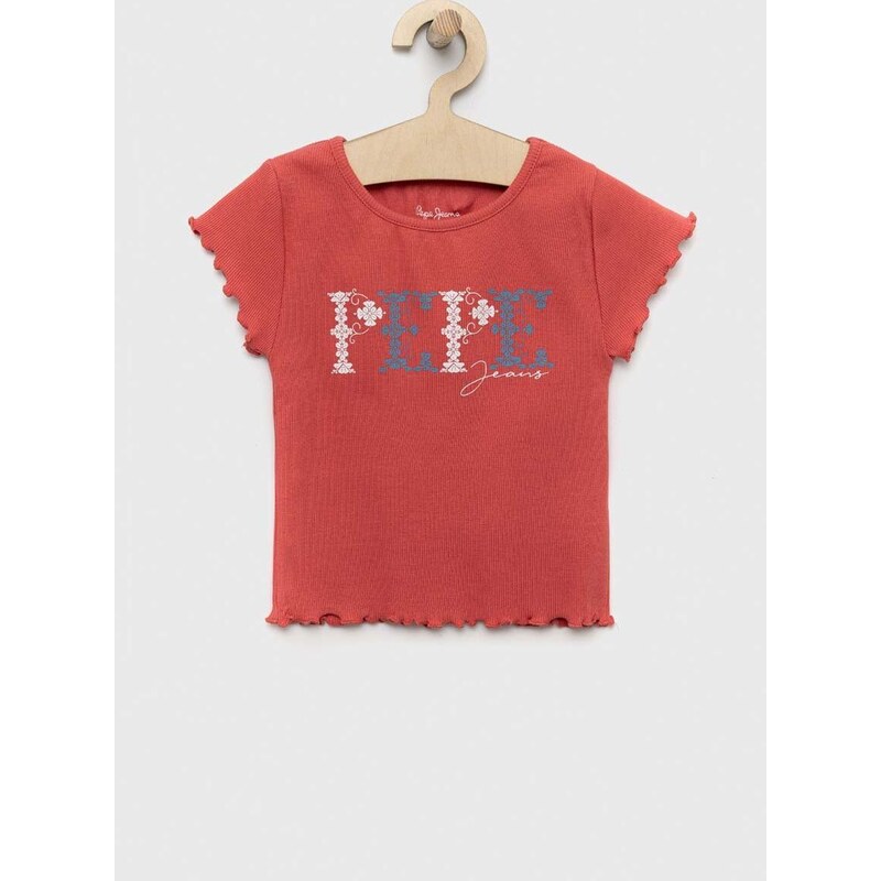 Dětské tričko Pepe Jeans PJL GJ Non-denim červená barva